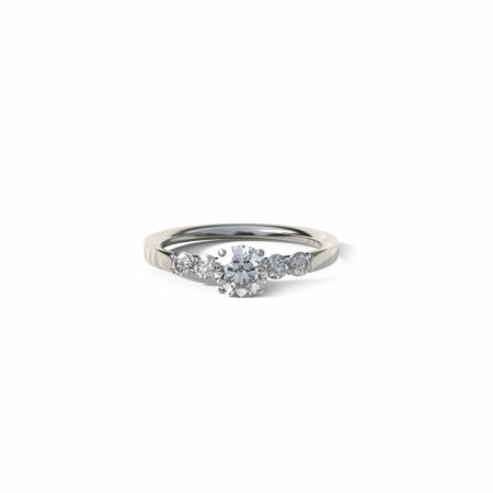 Solitaire accompagné Moderne en or blanc et diamants de 0.20ct