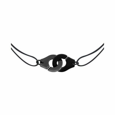 Collier sur cordon Menottes dinh van en argent plaqué noir