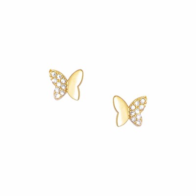 Boucles d'oreilles GO Girl Only papillon en plaqué or et oxydes de zirconium