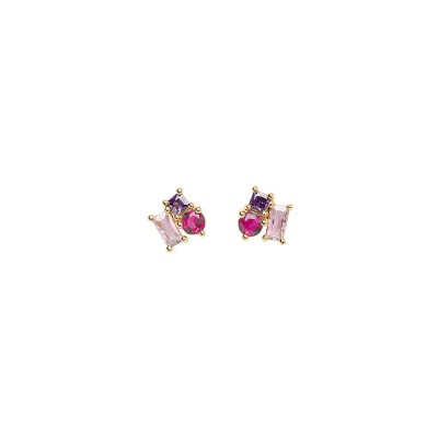 Boucles d'oreilles GO Mademoiselle en plaqué or et oxydes de zirconium