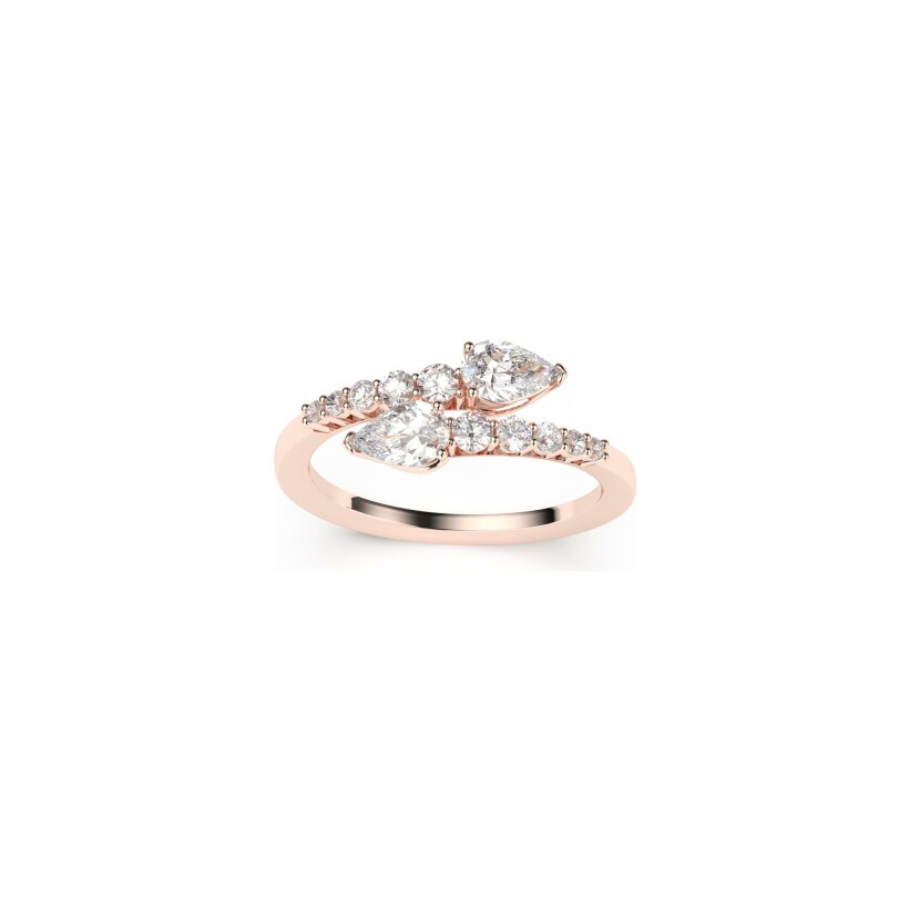 Bague Frojo Toi & Moi en or rose et diamants, taille 53