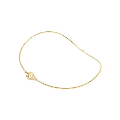 Collier torque dinh van Menottes dinh van sculptées demi-pavée en or jaune et diamant