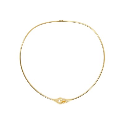 Collier torque dinh van Menottes dinh van sculptées demi-pavée en or jaune et diamant