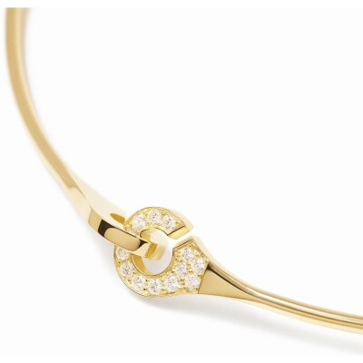 Collier torque dinh van Menottes dinh van sculptées demi-pavée en or jaune et diamant