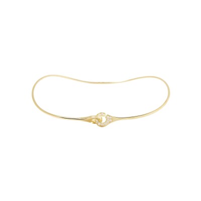 Collier torque dinh van Menottes dinh van sculptées demi-pavée en or jaune et diamant