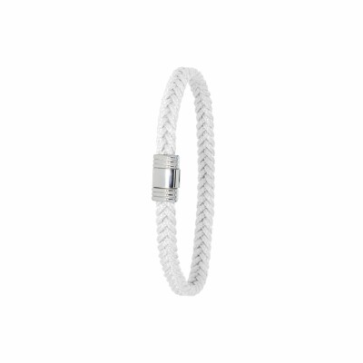 Bracelet Albanu Cap Horn Compas en cordons marin blanc et acier