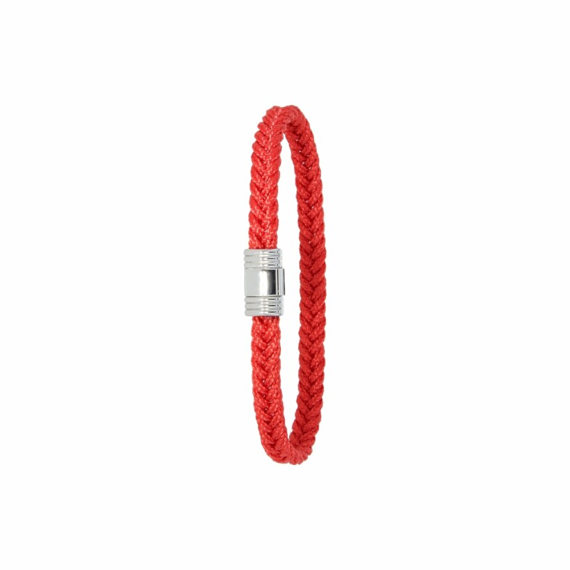 Bracelet Albanu Cap Horn Compas en cordons marin rouge et acier