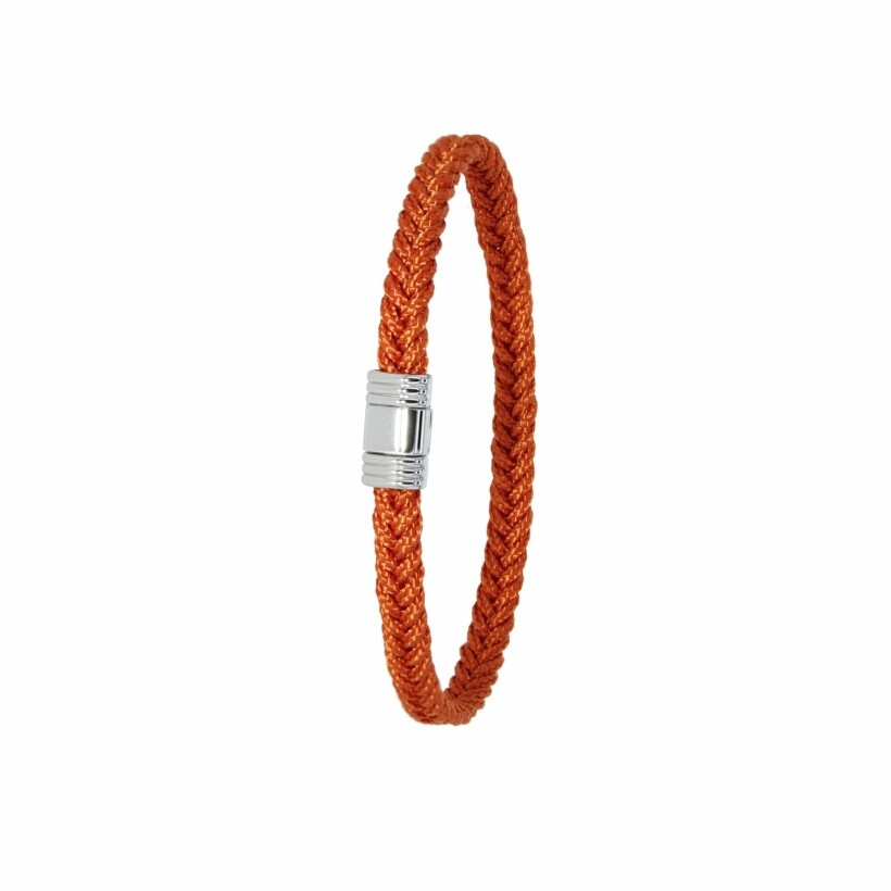 Bracelet Albanu Cap Horn Compas en cordons marin orange et acier