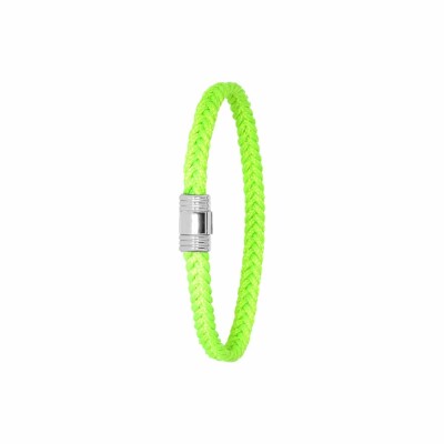 Bracelet Albanu Cap Horn Compas en cordons marin vert fluo et acier