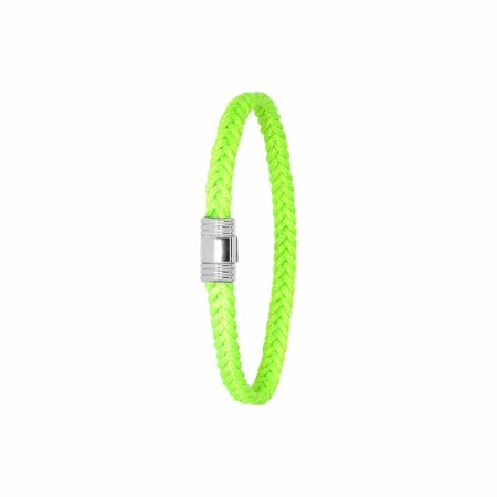 Bracelet Albanu Cap Horn Compas en cordons marin vert fluo et acier