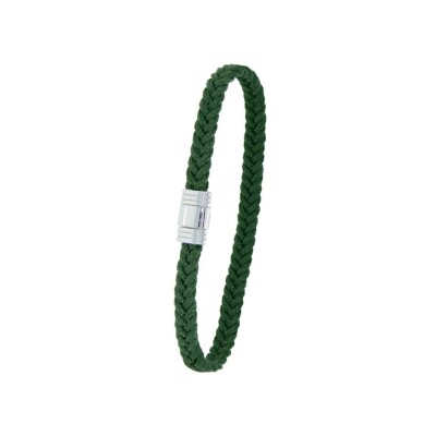 Bracelet Albanu Cap Horn Compas en cordons marin vert fluo et acier