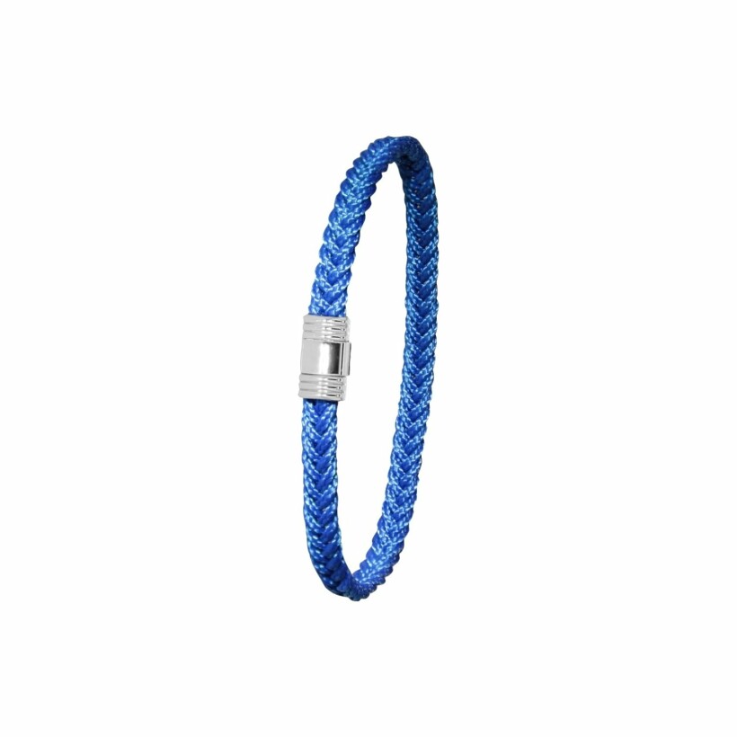 Bracelet Albanu Cap Horn Compas en cordons marin bleu azur et acier