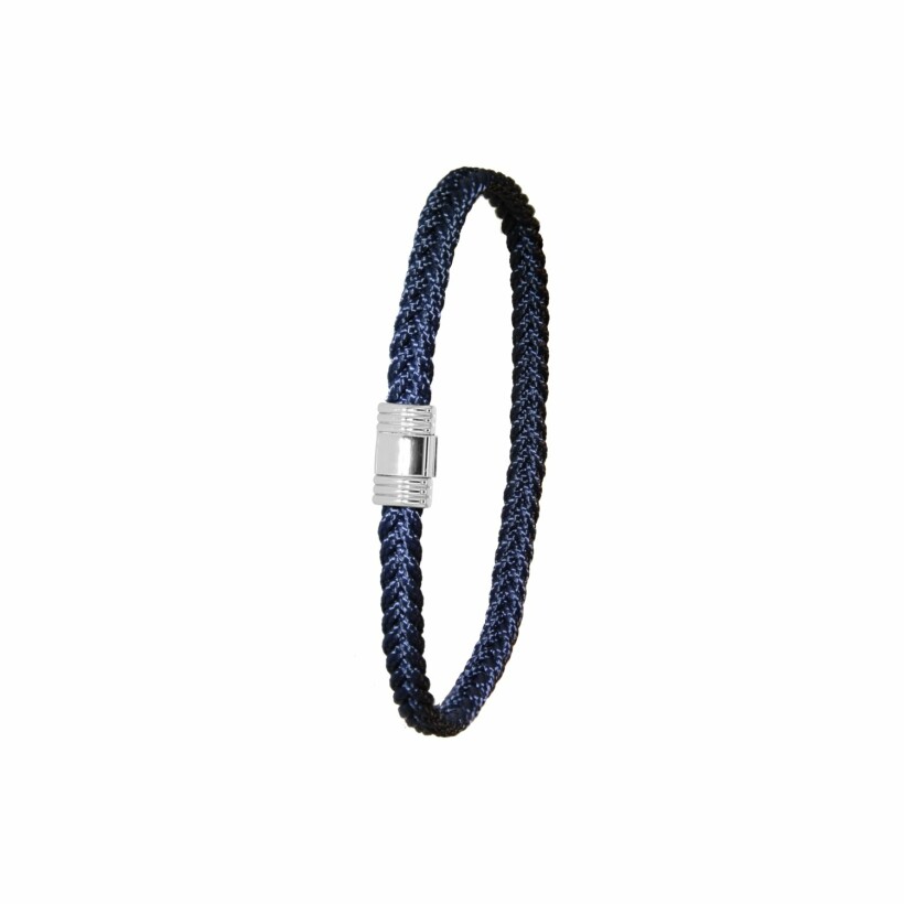 Bracelet Albanu Cap Horn Compas en cordons marin bleu navy et acier