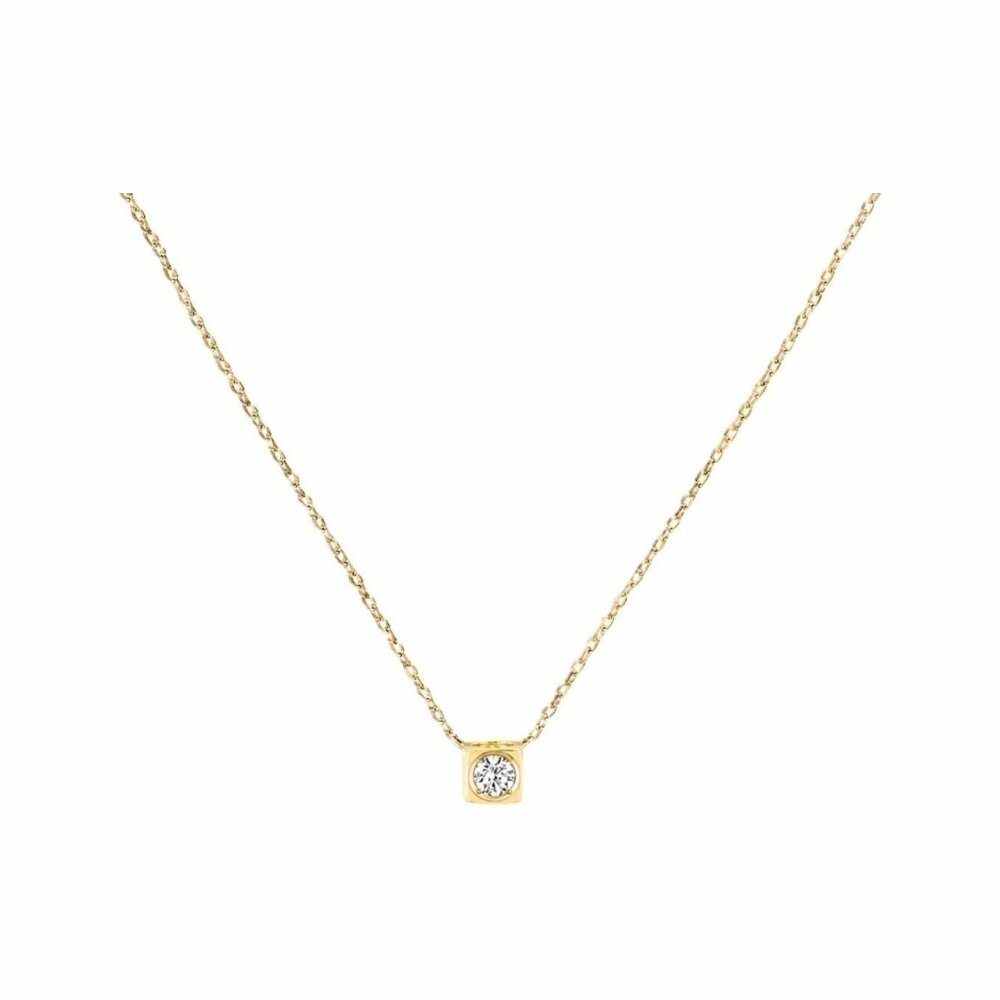 Collier dinh van Le Cube Diamant moyen modèle en or jaune et diamant