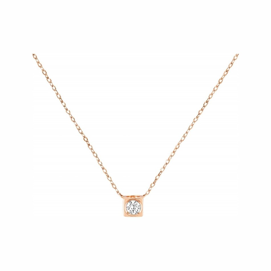 Collier dinh van Le Cube Diamant moyen modèle en or rose et diamant