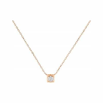 Collier dinh van Le Cube Diamant moyen modèle en or rose et diamant