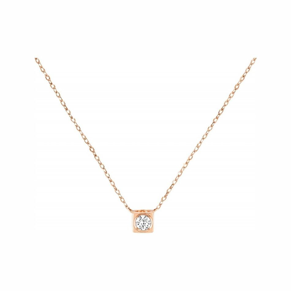 Collier dinh van Le Cube Diamant moyen modèle en or rose et diamant