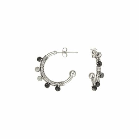 Boucles d'oreilles GO Girl Only en acier et agates, taille 20mm