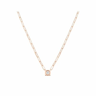 Collier dinh van Le Cube Diamant grand modèle en or rose et diamant