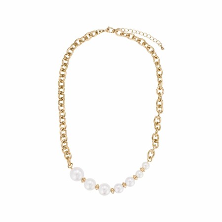 Collier GO Girl Only en acier doré et perles d'imitation, taille 42.5cm