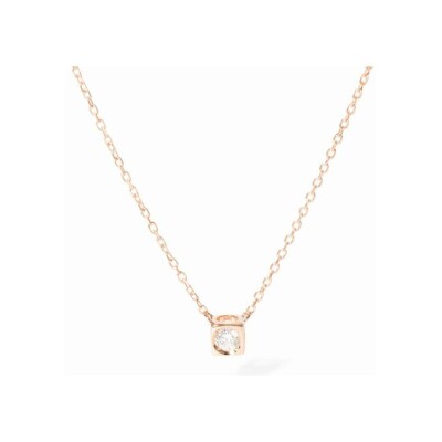Collier dinh van Le Cube Diamant en or rose et diamant, petit modèle