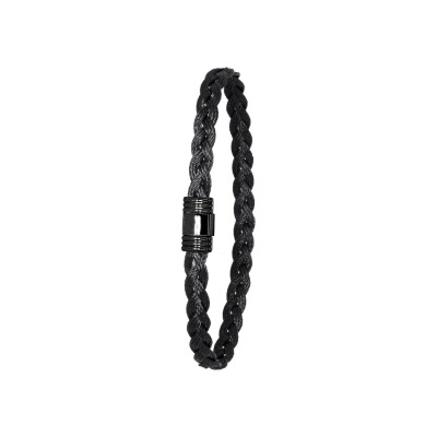 Bracelet Albanu Cap Horn Tribord noir tressé en acier PVD