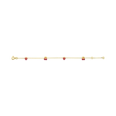 Bracelet bébé fraises et cerises en or jaune