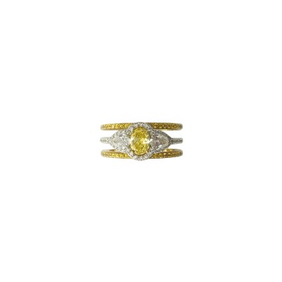 Bague Isabelle Barrier bicolore sertie de diamants naturels, taille 53