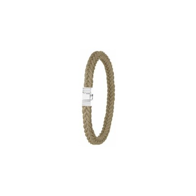 Bracelet Albanu Cap Horn en acier et cordon marin tressé beige