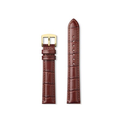 Bracelet montre Rochet London en cuir grain alligator satiné cognac - 18mm