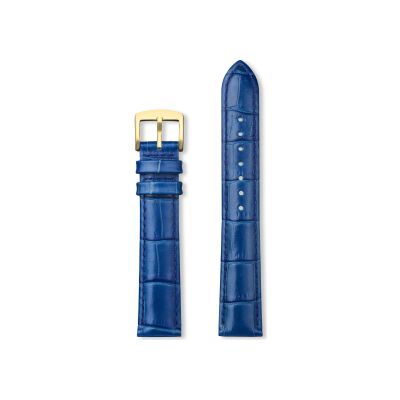 Bracelet montre Rochet London en cuir grain alligator satiné marine - 22mm