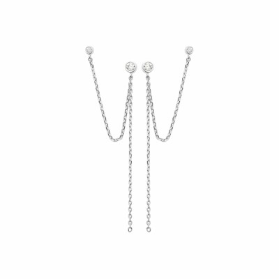 Boucles d'oreilles en argent rhodié et oxydes de zirconium