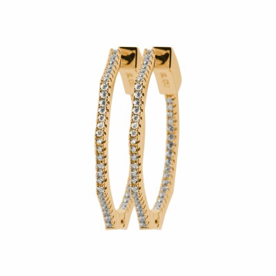 Boucles d'oreilles créoles en plaqué or et oxydes de zirconium