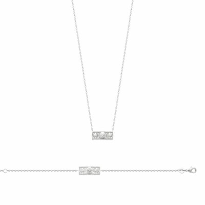 Collier en argent rhodié et oxydes de zirconium, taille 45