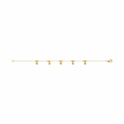 Bracelet en plaqué or et péridot, taille 19
