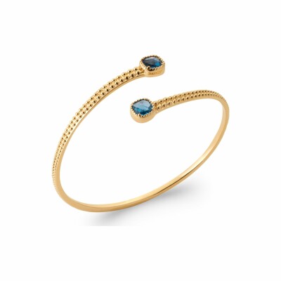 Bracelet jonc en plaqué or et pierre synthétique, taille 58