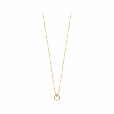 Collier en plaqué or et quartz rose, taille 45