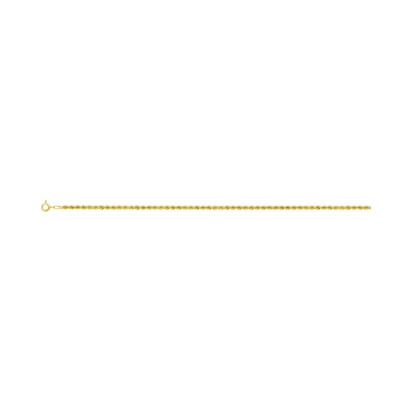 Chaîne corde droite en or jaune, 18cm