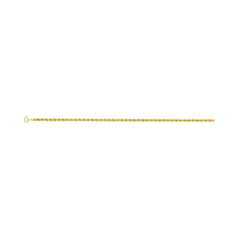Chaîne corde droite en or jaune, 19cm