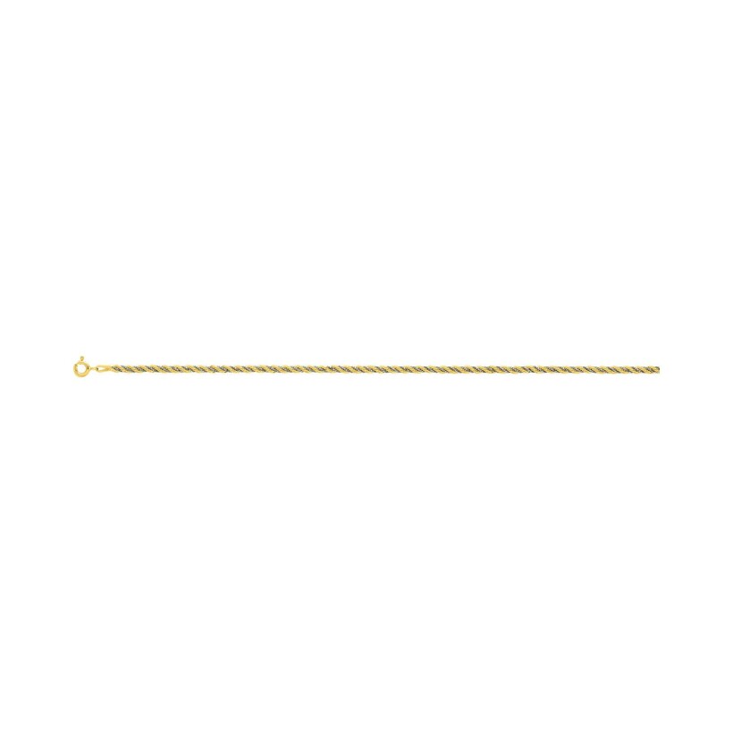 Chaîne corde vénitienne droite en or jaune, 18cm