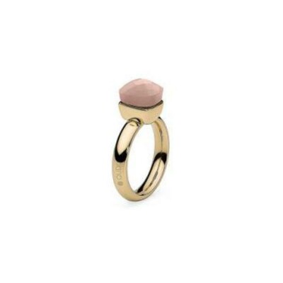 Bague QUDO Firenze en métal doré et pierre de couleur vintage rose, taille 52