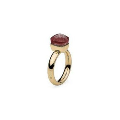 Bague QUDO Firenze en métal doré et pierre de couleur ruby, taille 54