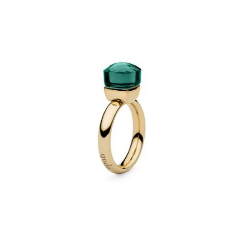 Bague QUDO Firenze en métal doré et pierre de couleur emerald, taille 56