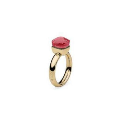 Bague QUDO Firenze en métal doré et pierre de couleur padparadscha, taille 56