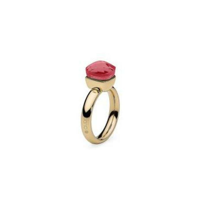 Bague QUDO Firenze en métal doré et pierre de couleur padparadscha, taille 58