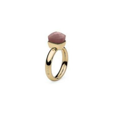 Bague QUDO Firenze en métal doré et pierre de couleur light aubergine, taille 54