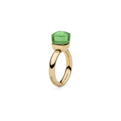 Bague QUDO Firenze en métal doré et pierre de couleur peridot, taille 52
