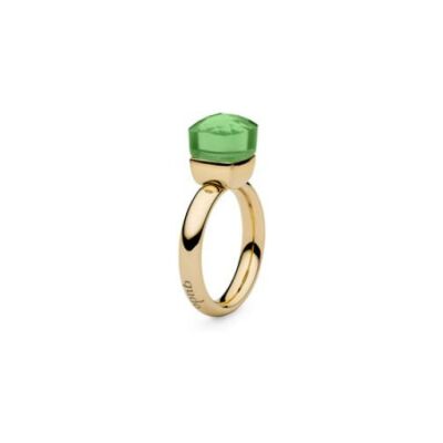 Bague QUDO Firenze en métal doré et pierre de couleur peridot, taille 60