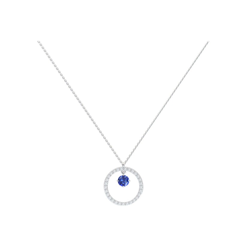 Collier Infini en or blanc, saphir bleu et diamants