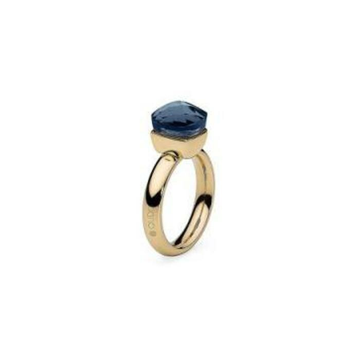 Bague QUDO Firenze en métal doré et pierre de couleur dark blue, taille 56